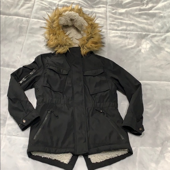 girls black parka coat